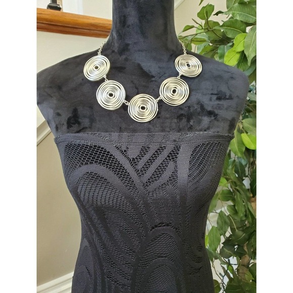 Boutique Style Solid Black Nylon Off The Shoulders Bodycon Dress Size Small - Picture 2 of 11